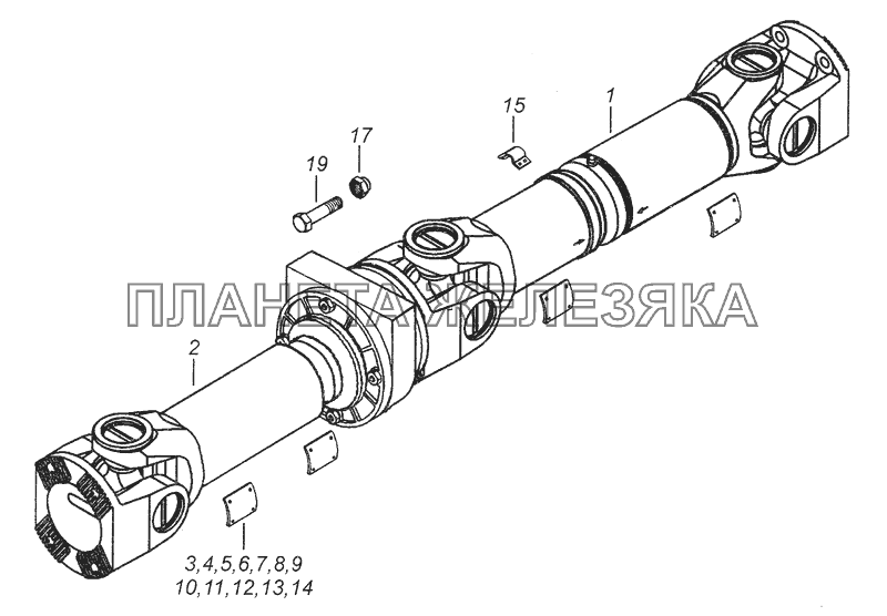 4308-2201006-73 Вал карданный трехшарнирный КамАЗ-4308 (2008)